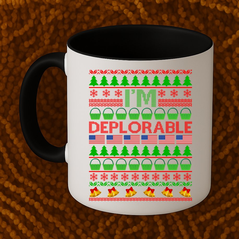 I'm Deplorable Donald Trump Ugly Christmas Sweater Design Mug