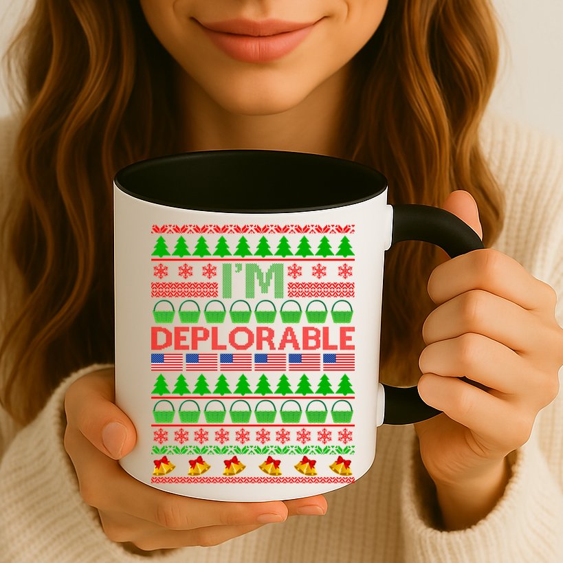 I'm Deplorable Donald Trump Ugly Christmas Sweater Design Mug