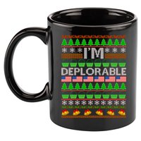 I'm Deplorable Donald Trump Ugly Christmas Sweater Design 11oz C Handle Ceramic Mug