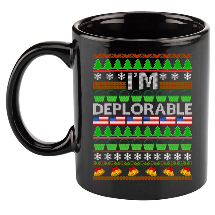 I'm Deplorable Donald Trump Ugly Christmas Sweater Design 11oz C Handle Ceramic Mug