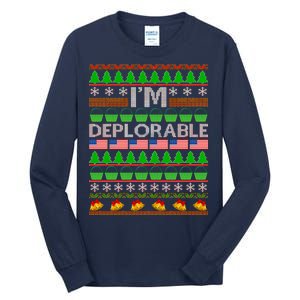 I'm Deplorable Donald Trump Ugly Christmas Sweater Design Tall Long Sleeve T-Shirt