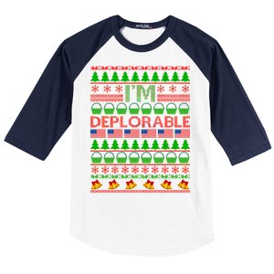 I'm Deplorable Donald Trump Ugly Christmas Sweater Design Baseball Sleeve Shirt