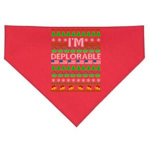 I'm Deplorable Donald Trump Ugly Christmas Sweater Design USA-Made Doggie Bandana