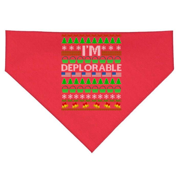 I'm Deplorable Donald Trump Ugly Christmas Sweater Design USA-Made Doggie Bandana