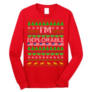 I'm Deplorable Donald Trump Ugly Christmas Sweater Design Long Sleeve Shirt