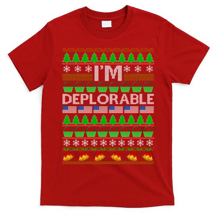 I'm Deplorable Donald Trump Ugly Christmas Sweater Design T-Shirt