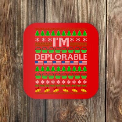 I'm Deplorable Donald Trump Ugly Christmas Sweater Design Coaster