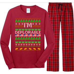 I'm Deplorable Donald Trump Ugly Christmas Sweater Design Long Sleeve Pajama Set