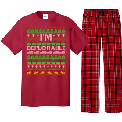 I'm Deplorable Donald Trump Ugly Christmas Sweater Design Pajama Set