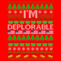 I'm Deplorable Donald Trump Ugly Christmas Sweater Design Flat Bill Trucker Hat