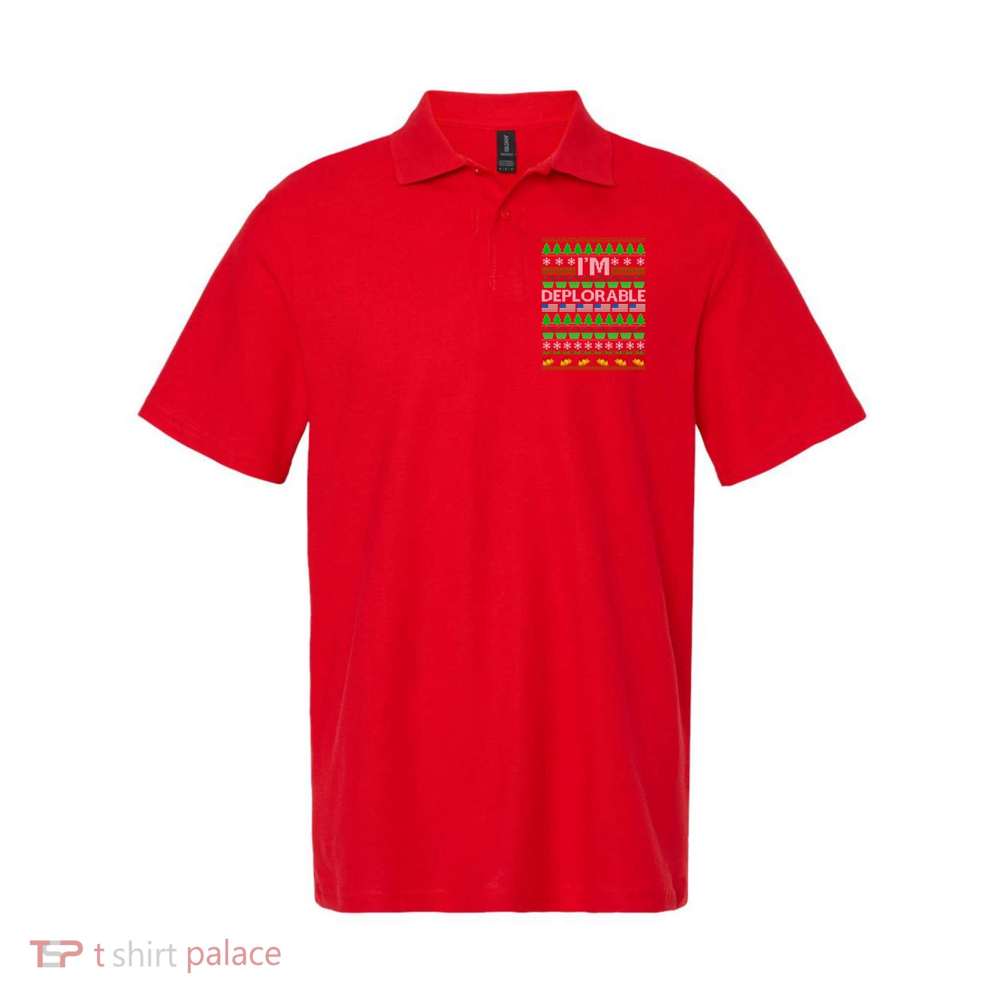 I'm Deplorable Donald Trump Ugly Christmas Sweater Design Polo