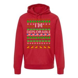 I'm Deplorable Donald Trump Ugly Christmas Sweater Design Premium Hoodie