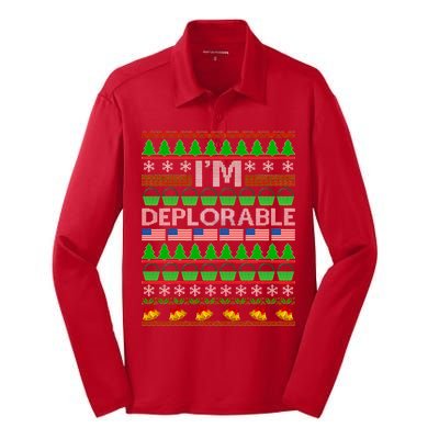 I'm Deplorable Donald Trump Ugly Christmas Sweater Design Silk Touch Performance Long Sleeve Polo