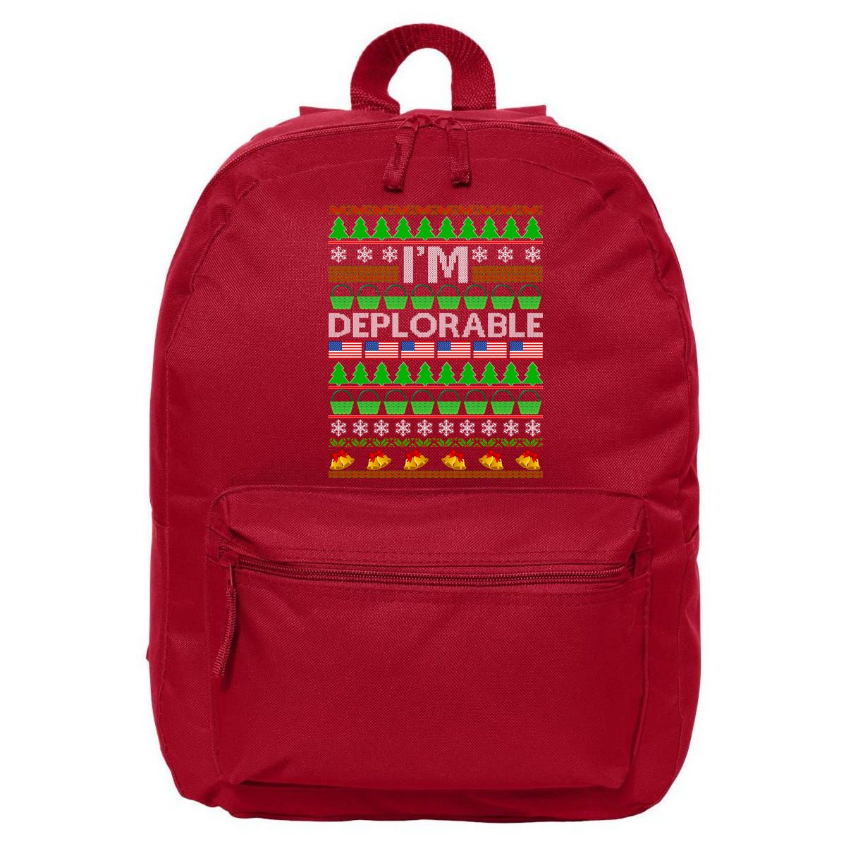 I'm Deplorable Donald Trump Ugly Christmas Sweater Design 16 in Basic Backpack
