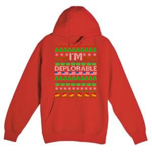 I'm Deplorable Donald Trump Ugly Christmas Sweater Design Premium Pullover Hoodie