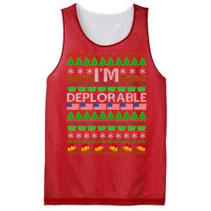 I'm Deplorable Donald Trump Ugly Christmas Sweater Design Mesh Reversible Basketball Jersey Tank