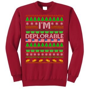 I'm Deplorable Donald Trump Ugly Christmas Sweater Design Tall Sweatshirt