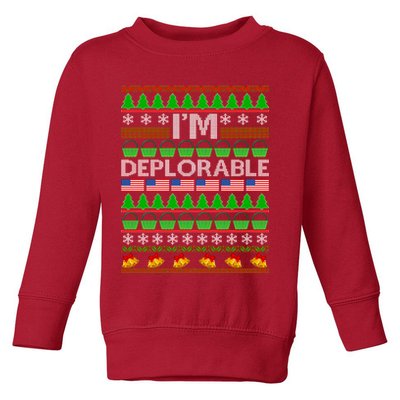 I'm Deplorable Donald Trump Ugly Christmas Sweater Design Toddler Sweatshirt