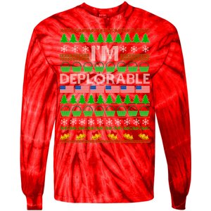 I'm Deplorable Donald Trump Ugly Christmas Sweater Design Tie-Dye Long Sleeve Shirt