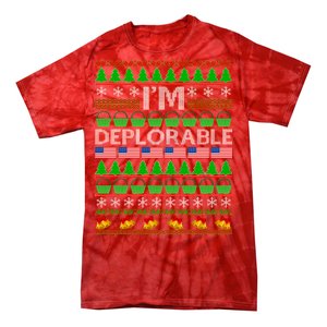 I'm Deplorable Donald Trump Ugly Christmas Sweater Design Tie-Dye T-Shirt