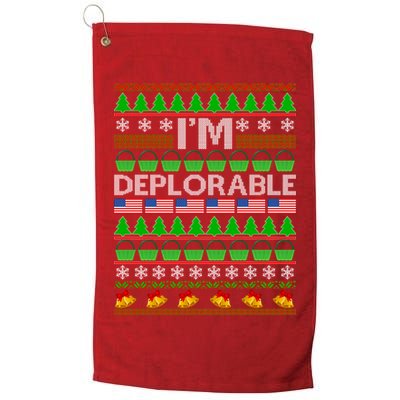 I'm Deplorable Donald Trump Ugly Christmas Sweater Design Golf Towel