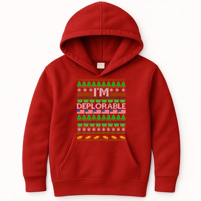 I'm Deplorable Donald Trump Ugly Christmas Sweater Design Kids Hoodie