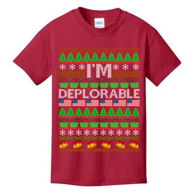 I'm Deplorable Donald Trump Ugly Christmas Sweater Design Kids T-Shirt