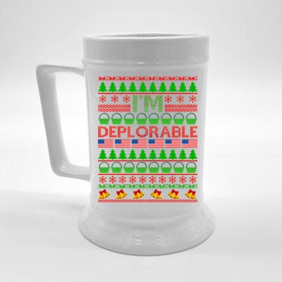 I'm Deplorable Donald Trump Ugly Christmas Sweater Design Beer Stein