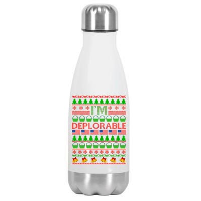 I'm Deplorable Donald Trump Ugly Christmas Sweater Design Stainless Steel Insulated Water Bottle