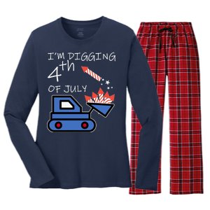 I'm Digging 4th Of July Women's Long Sleeve Flannel Pajama Set 