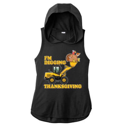 I'm Digging Thanksgiving Ladies PosiCharge Tri-Blend Wicking Draft Hoodie Tank