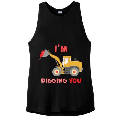 I'm Digging You Tractor Valentine's Day Ladies PosiCharge Tri-Blend Wicking Tank