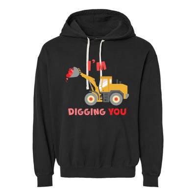 I'm Digging You Tractor Valentine's Day Garment-Dyed Fleece Hoodie