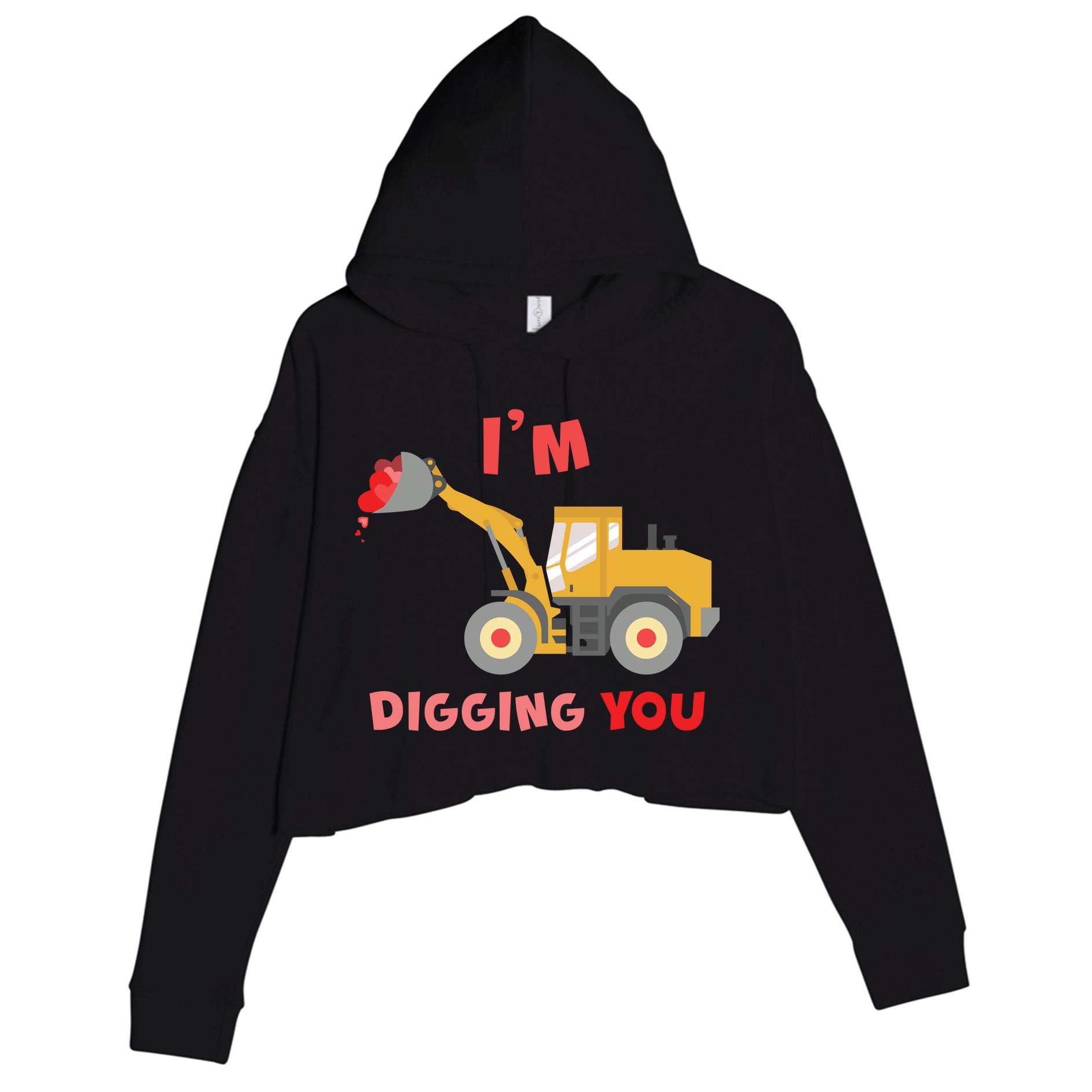 I'm Digging You Tractor Valentine's Day Crop Fleece Hoodie