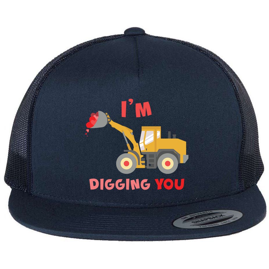 I'm Digging You Tractor Valentine's Day Flat Bill Trucker Hat