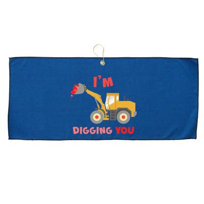 I'm Digging You Tractor Valentine's Day Large Microfiber Waffle Golf Towel