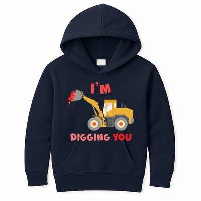 I'm Digging You Tractor Valentine's Day Kids Hoodie