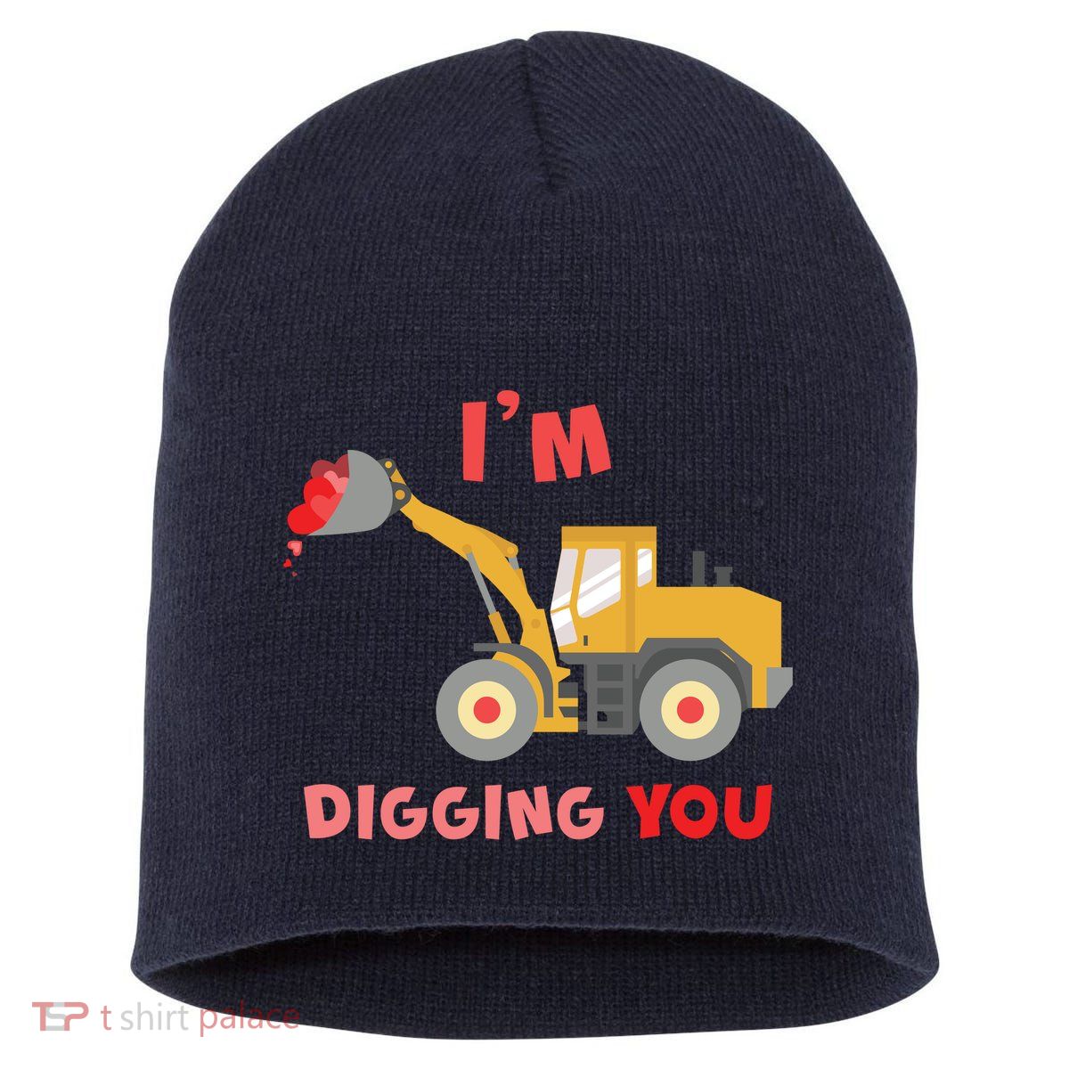 I'm Digging You Tractor Valentine's Day Short Acrylic Beanie
