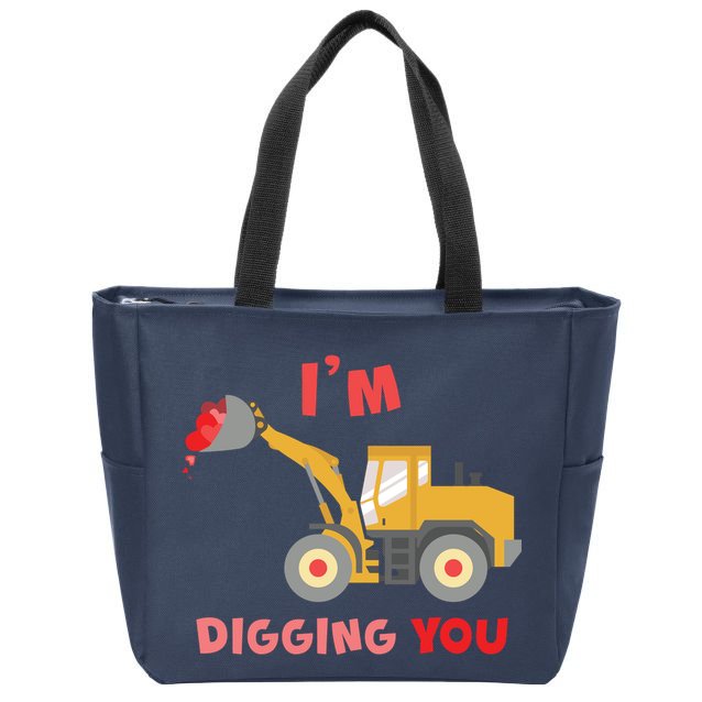 I'm Digging You Tractor Valentine's Day Zip Tote Bag