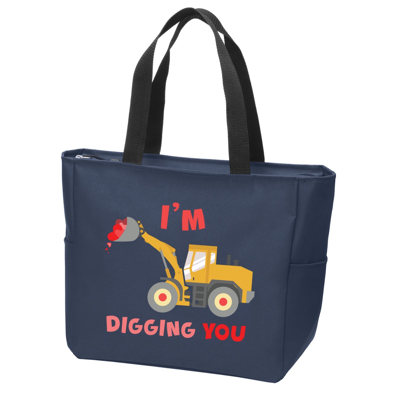 I'm Digging You Tractor Valentine's Day Zip Tote Bag
