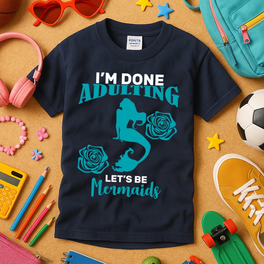 I'm Done Adulting Lets Be Mermaids Kids T-Shirt