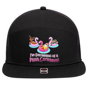 I'm Dreaming of a Pink Christmas 7 Panel Mesh Trucker Snapback Hat