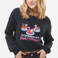 I'm Dreaming of a Pink Christmas Cropped Pullover Crew