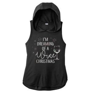 I'm Dreaming Of A Wine Christmas Ladies PosiCharge Tri-Blend Wicking Draft Hoodie Tank