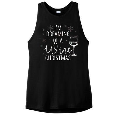 I'm Dreaming Of A Wine Christmas Ladies PosiCharge Tri-Blend Wicking Tank