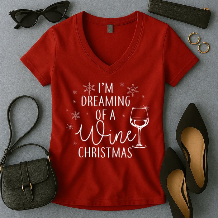 I'm Dreaming Of A Wine Christmas Women's V-Neck T-Shirt