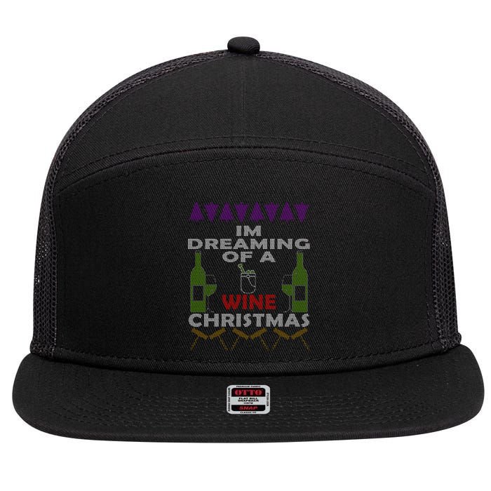 I'm Dreaming Of A Wine Christmas Ugly 7 Panel Mesh Trucker Snapback Hat