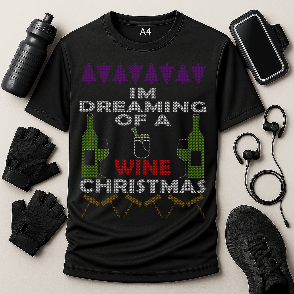 I'm Dreaming Of A Wine Christmas Ugly Performance Shirt