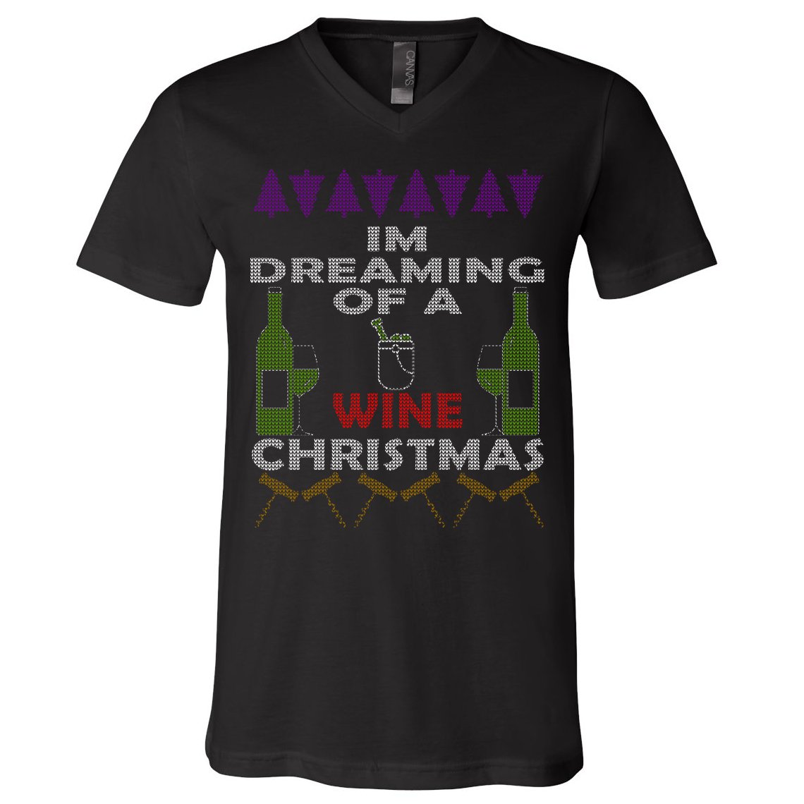 I'm Dreaming Of A Wine Christmas Ugly V-Neck T-Shirt