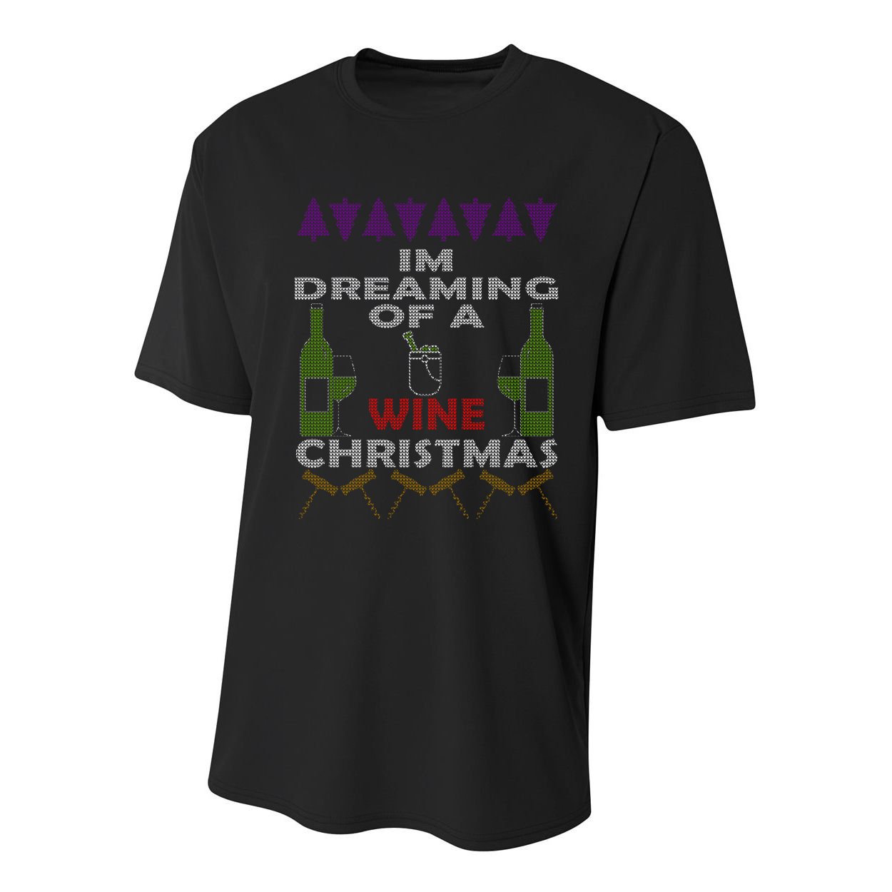 I'm Dreaming Of A Wine Christmas Ugly Youth Performance Sprint T-Shirt